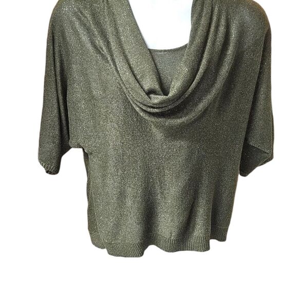 COLDWATER CREEK Women's sage green cowl neck blouse with metallic Shimmer Large - Picture 2 of 15